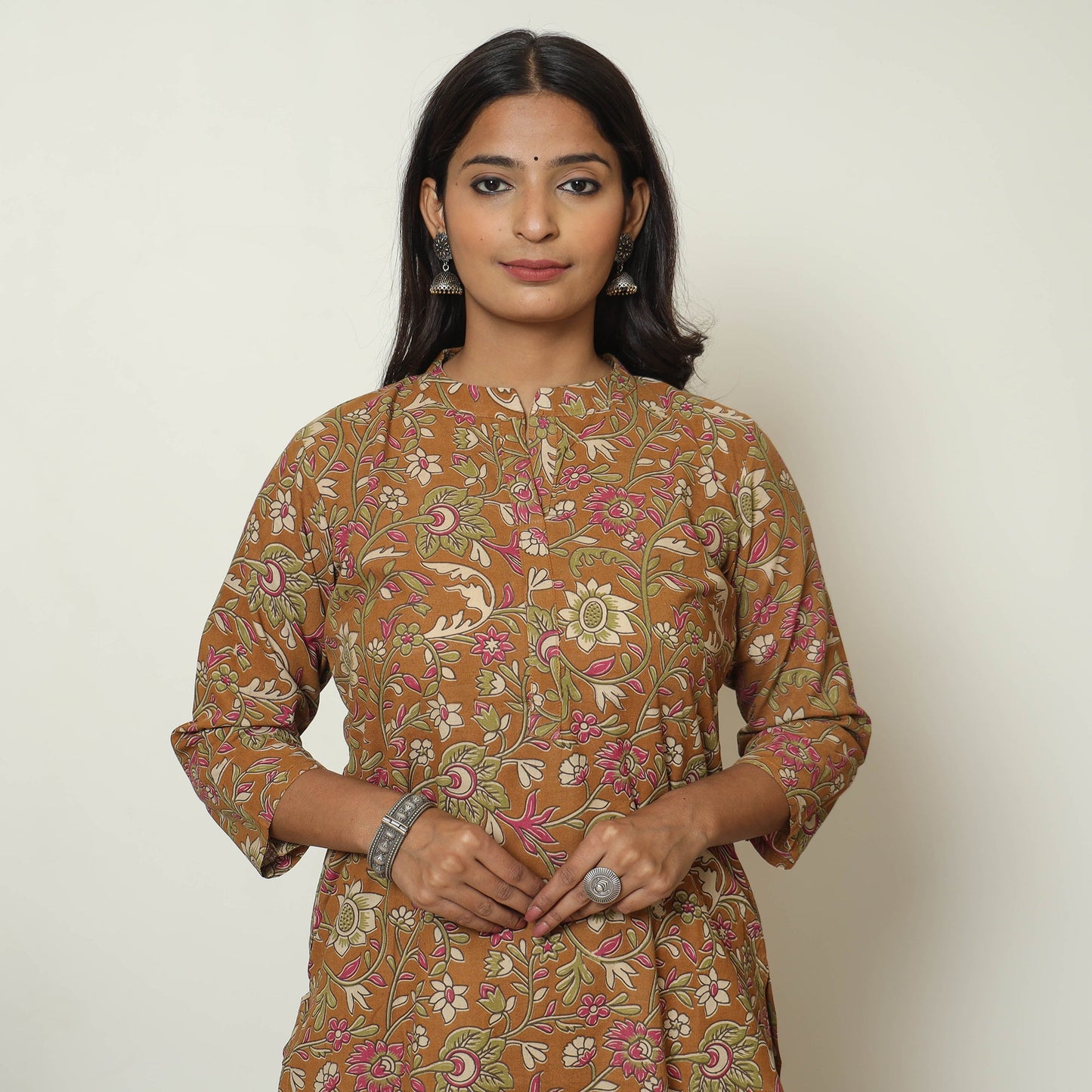 Kalamkari Printed Cotton Straight Kurta For Women