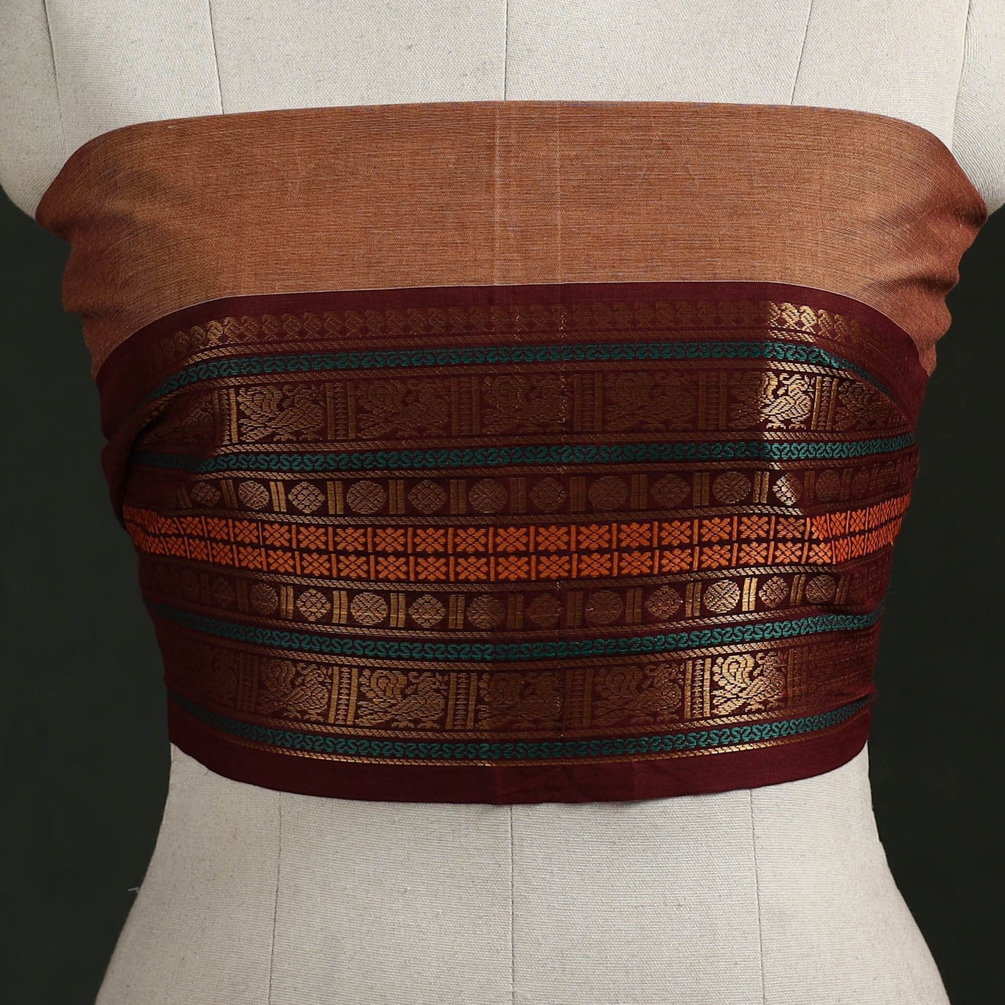 Kanchipuram cotton blouse piece 11 - handcrafted