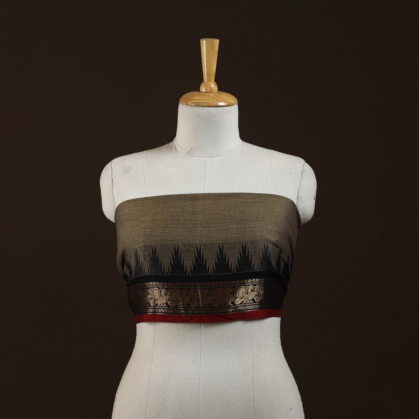 Kanchipuram cotton blouse piece 20 - handcrafted