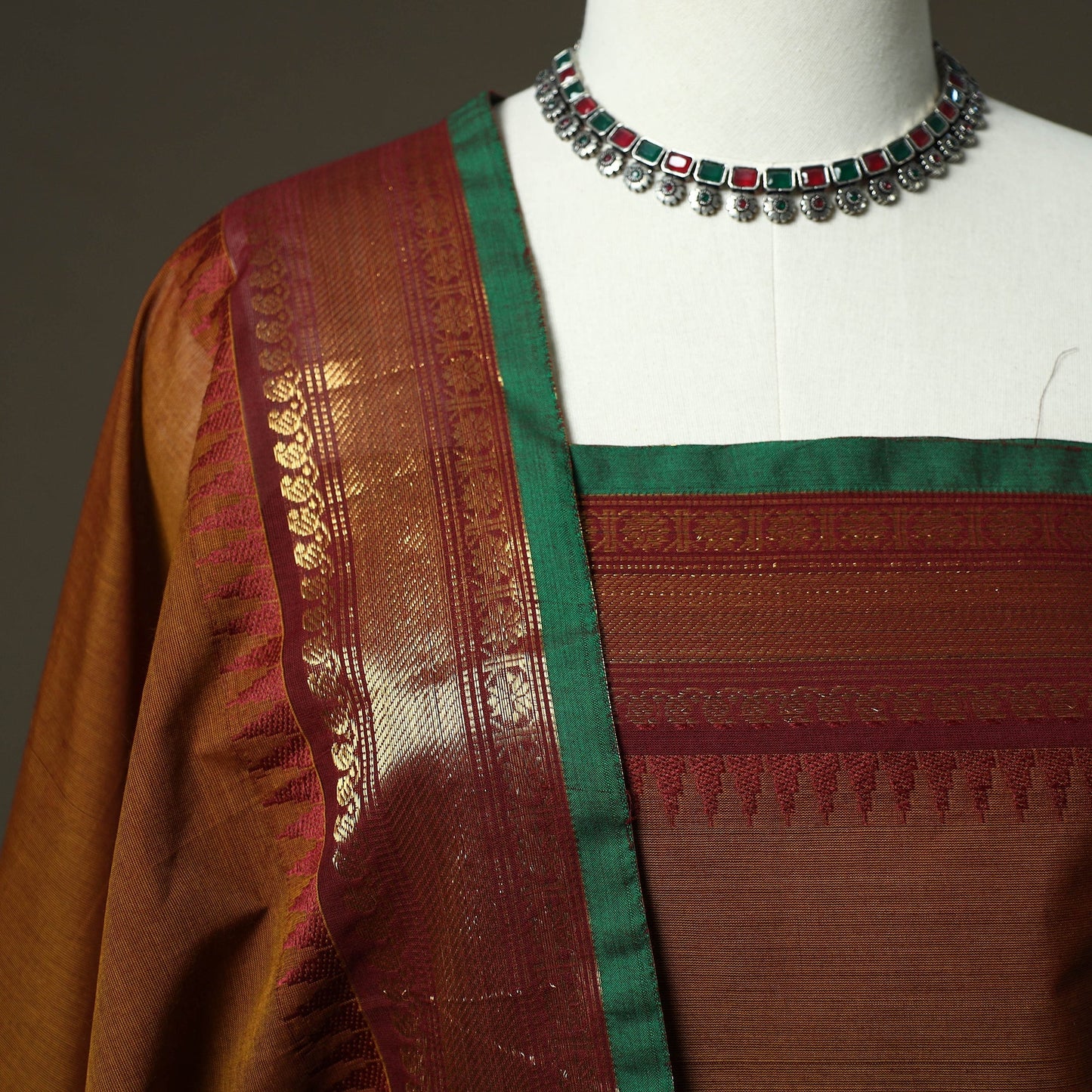 Kandangi chettinad cotton 2pc unstitched dress material 01