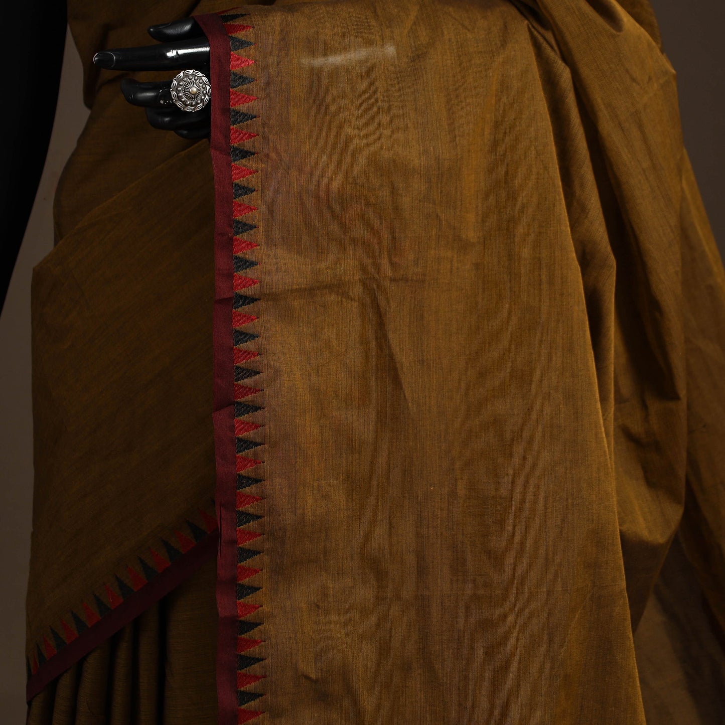 Brown - kandangi chettinad cotton saree with border 73