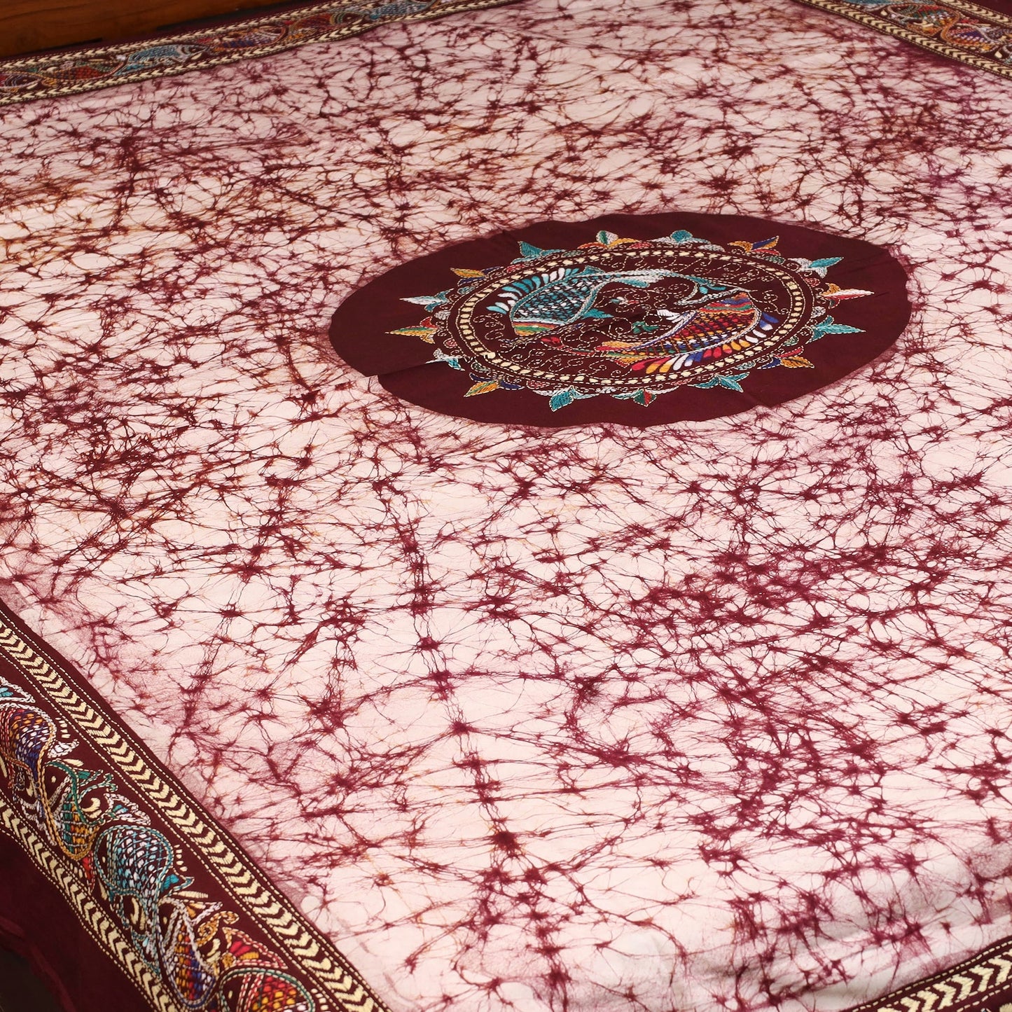 Kantha handwork cotton single hand batik bed sheet 06