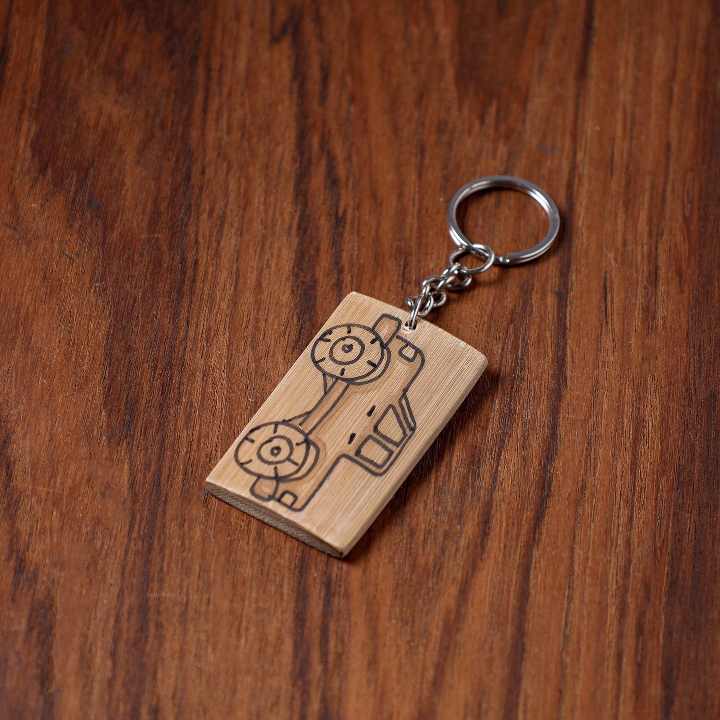 Kerala Handpainted Bamboo Keychain