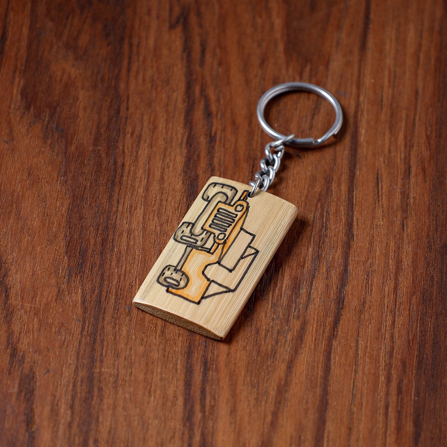 Kerala Handpainted Bamboo Keychain