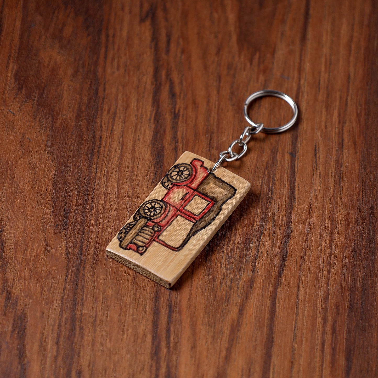 Kerala Handpainted Bamboo Keychain