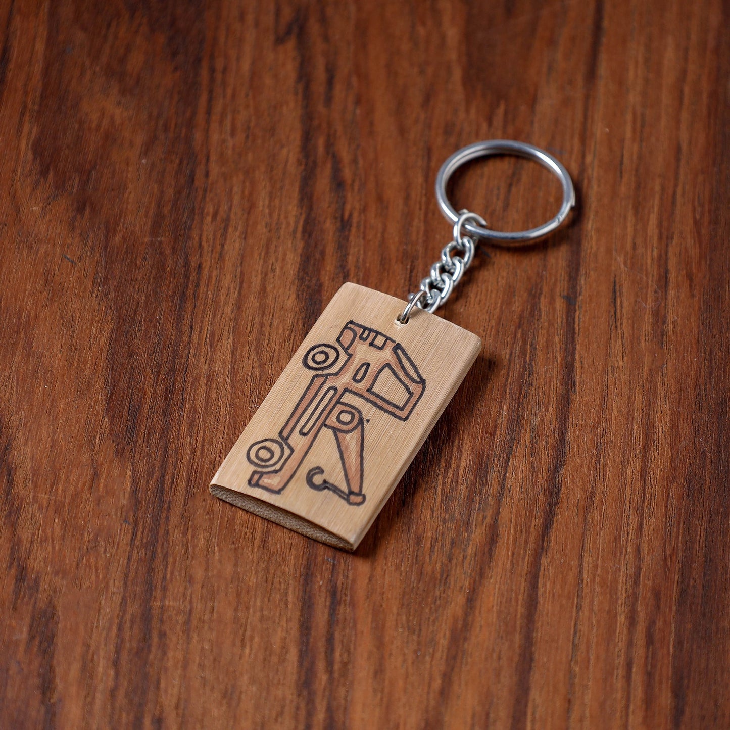 Kerala Handpainted Bamboo Keychain