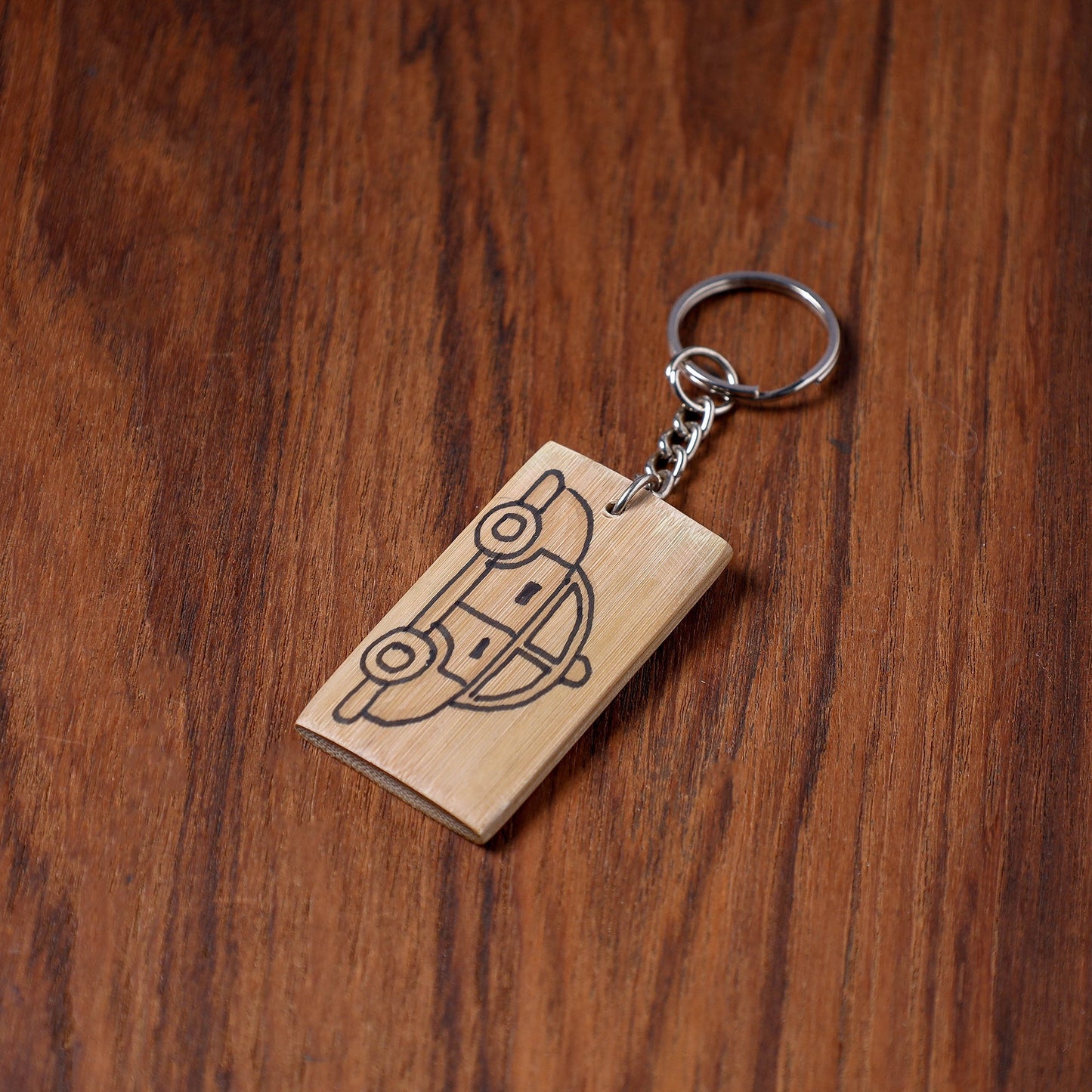Kerala Handpainted Bamboo Keychain
