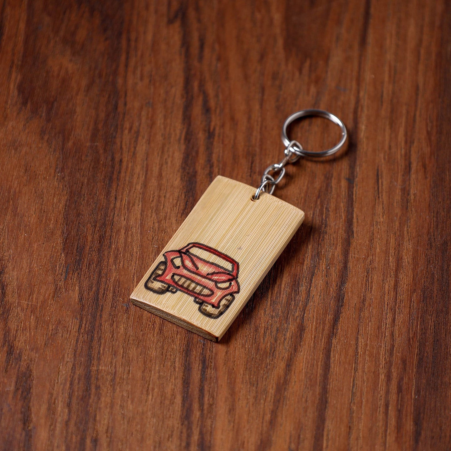 Kerala Handpainted Bamboo Keychain