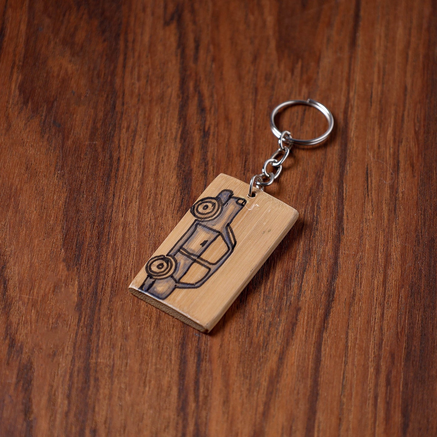 Kerala Handpainted Bamboo Keychain