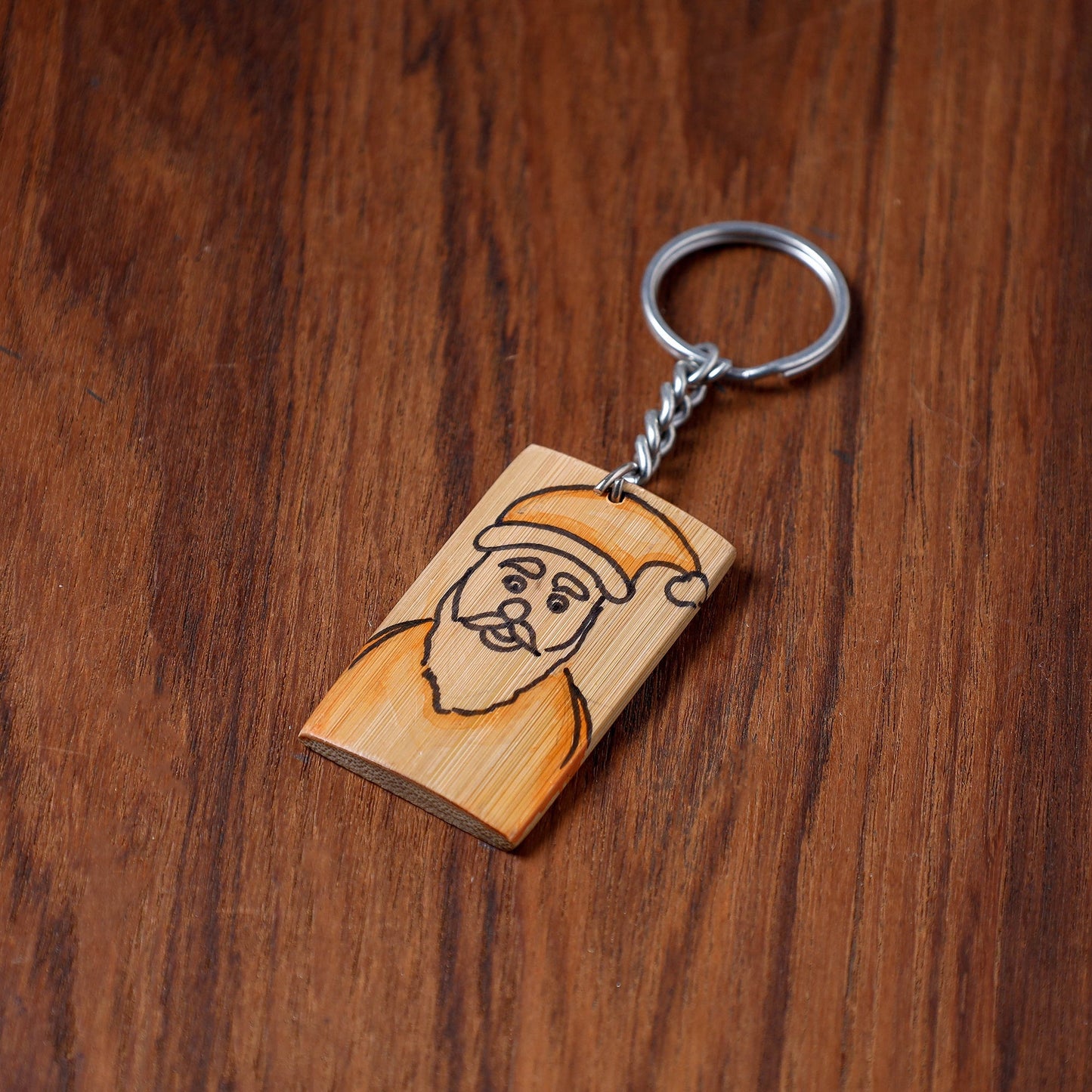 Kerala Handpainted Bamboo Keychain