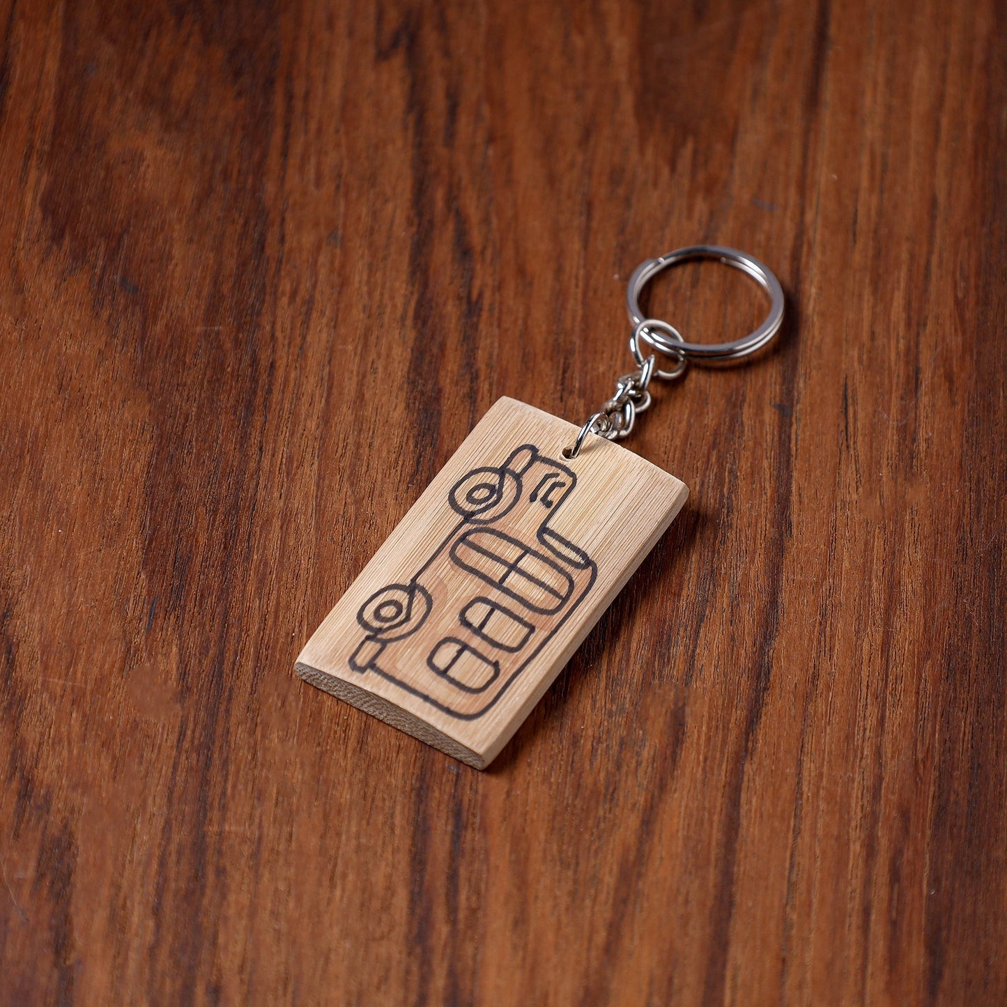 Kerala Handpainted Bamboo Keychain