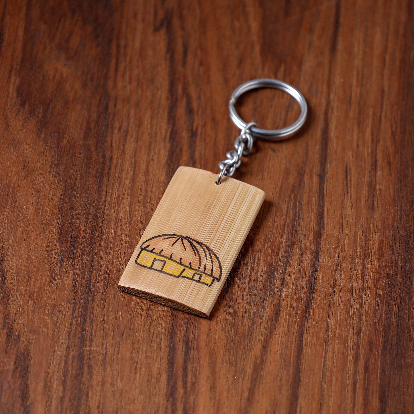 Kerala Handpainted Bamboo Keychain