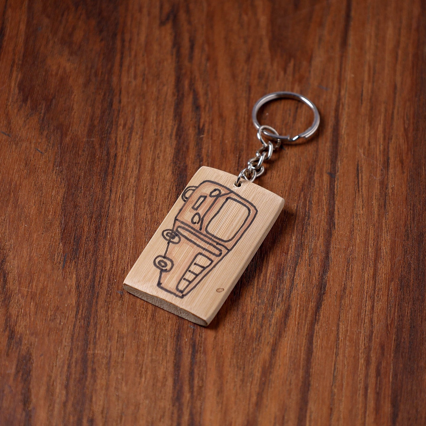 Kerala Handpainted Bamboo Keychain