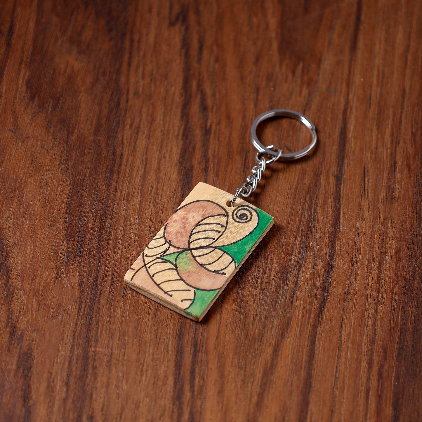 Kerala Handpainted Bamboo Keychain