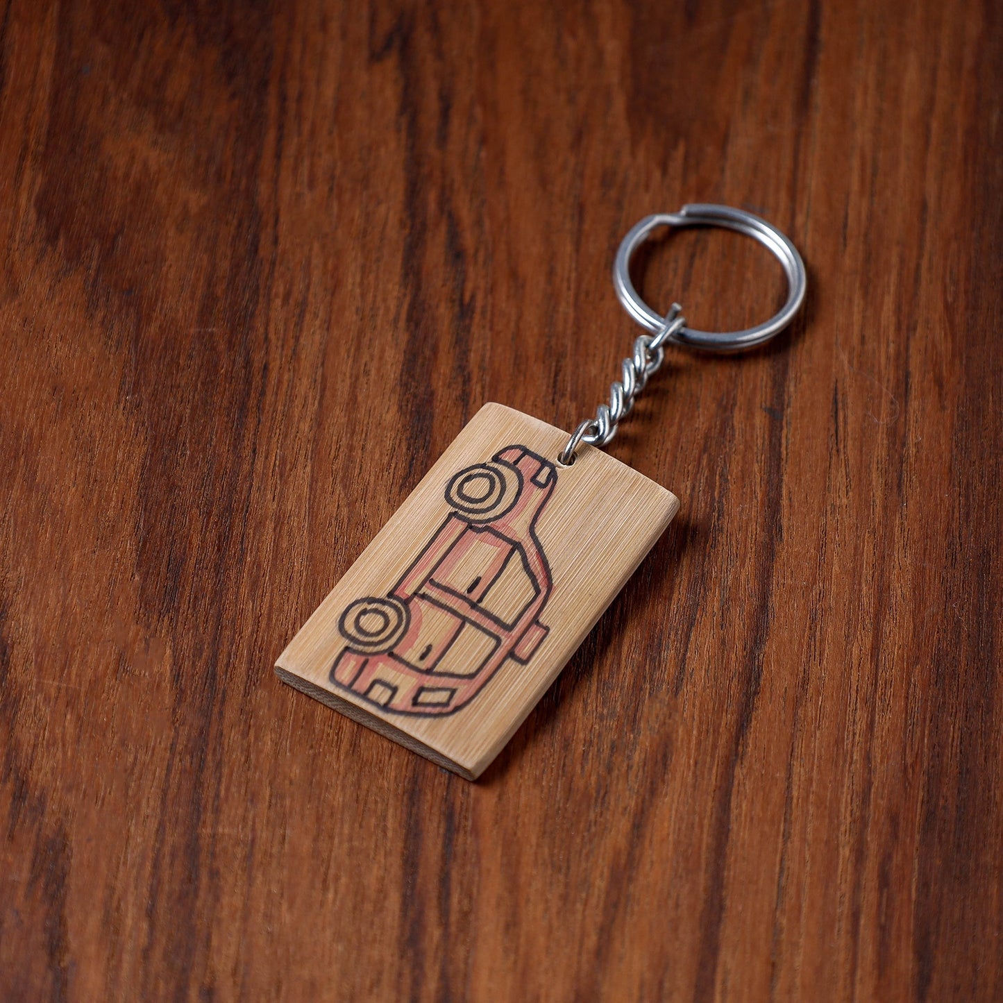 Kerala Handpainted Bamboo Keychain