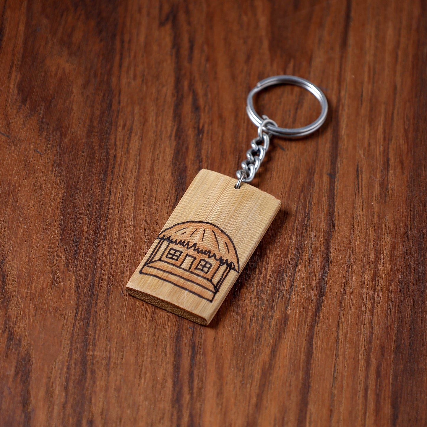 Kerala Handpainted Bamboo Keychain