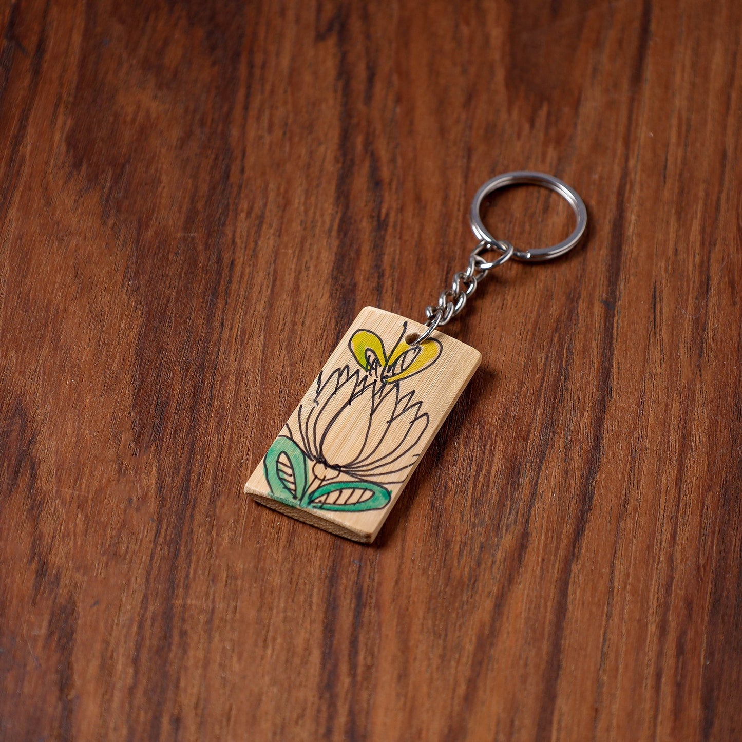 Kerala Handpainted Bamboo Keychain