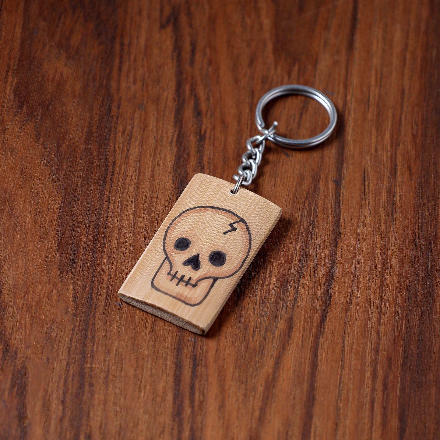 Brown Kerala Handpainted Bamboo Keychain
