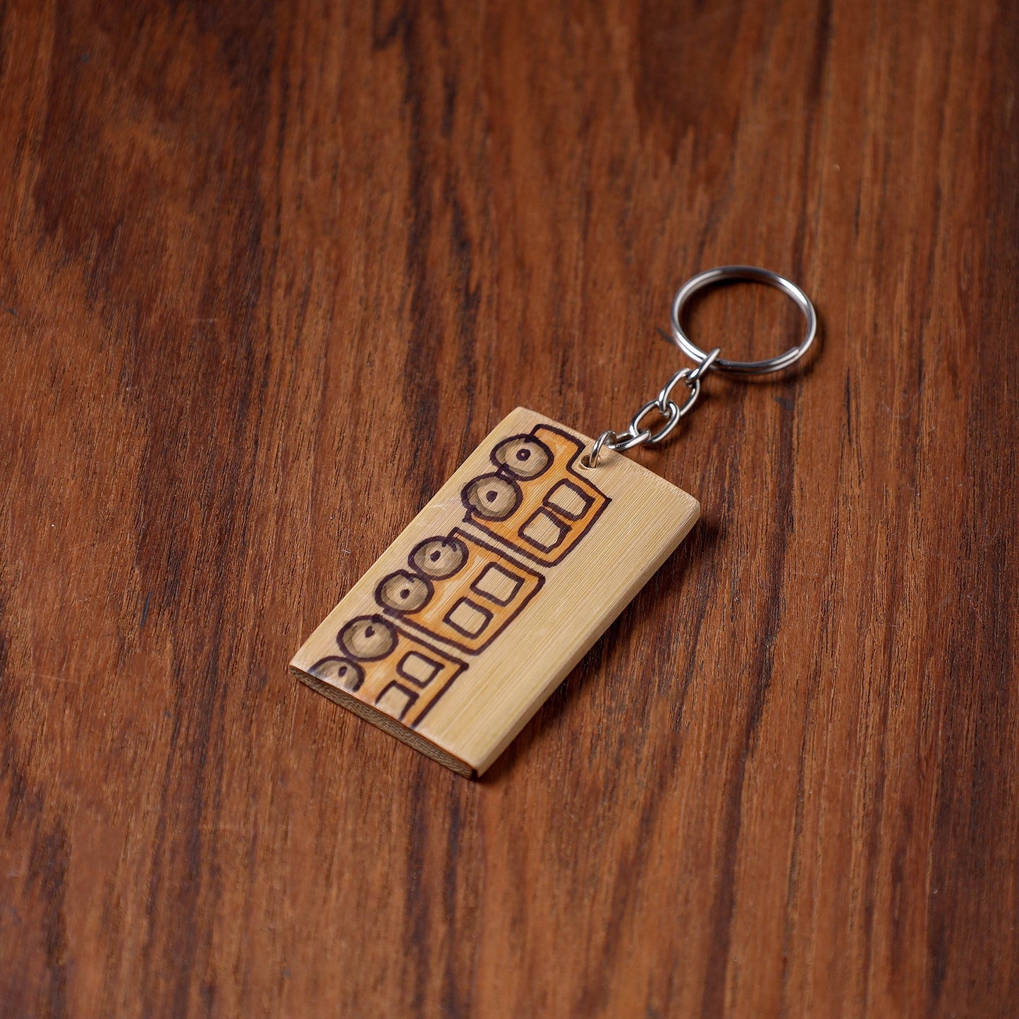 Kerala Handpainted Bamboo Keychain