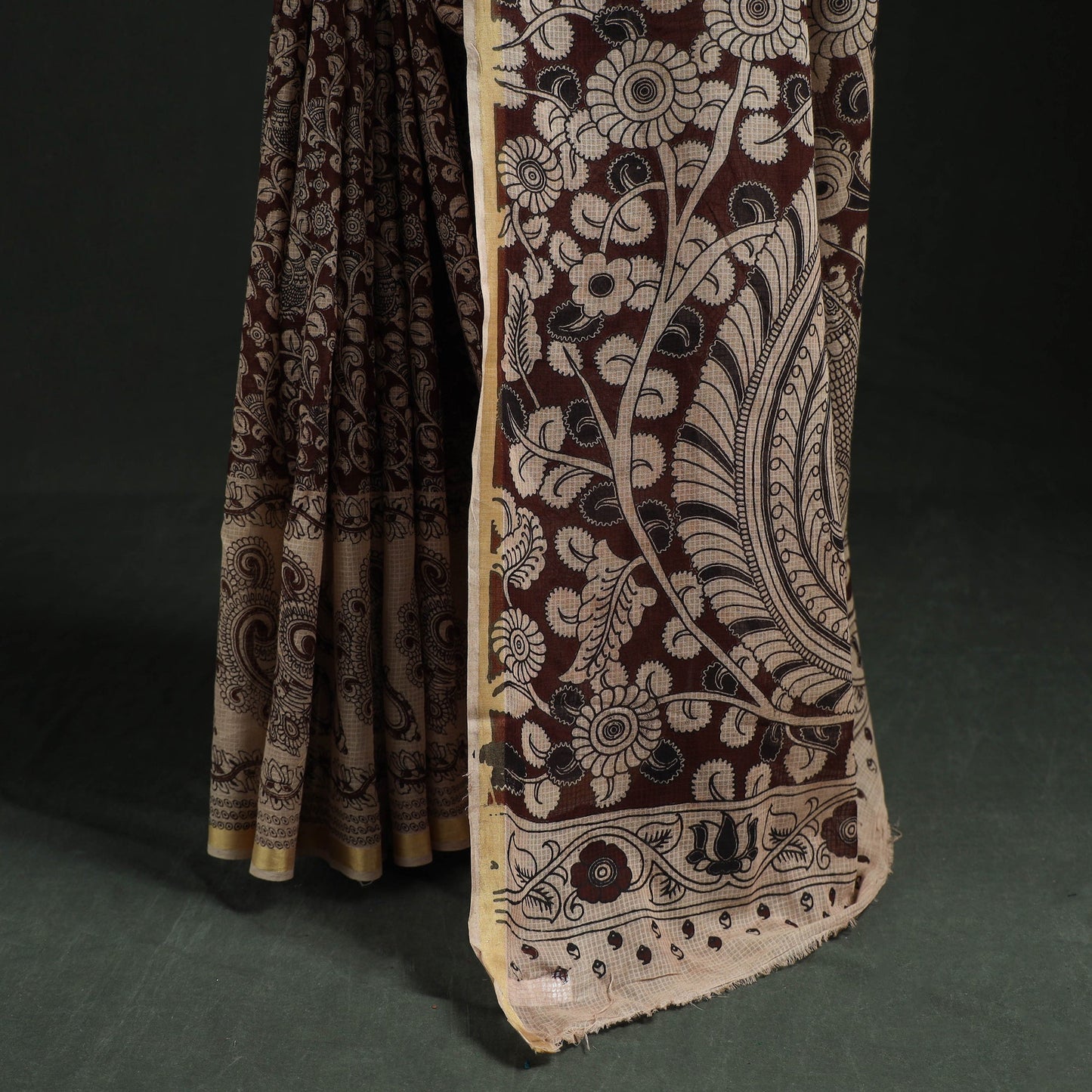 Kota doria cotton printed kalamkari saree 10 - handcrafted