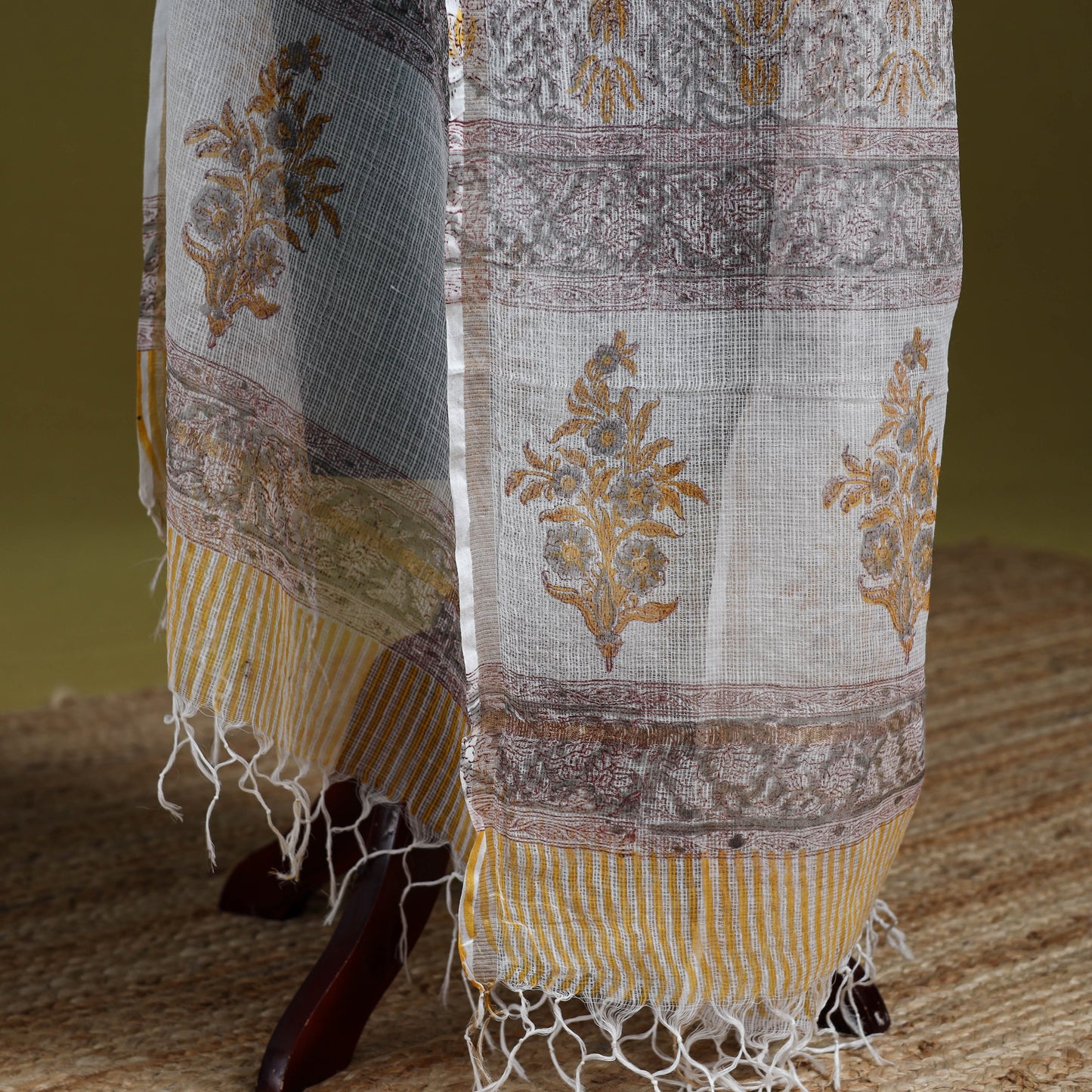 Kota doria silk cotton sanganeri floral dupatta 53