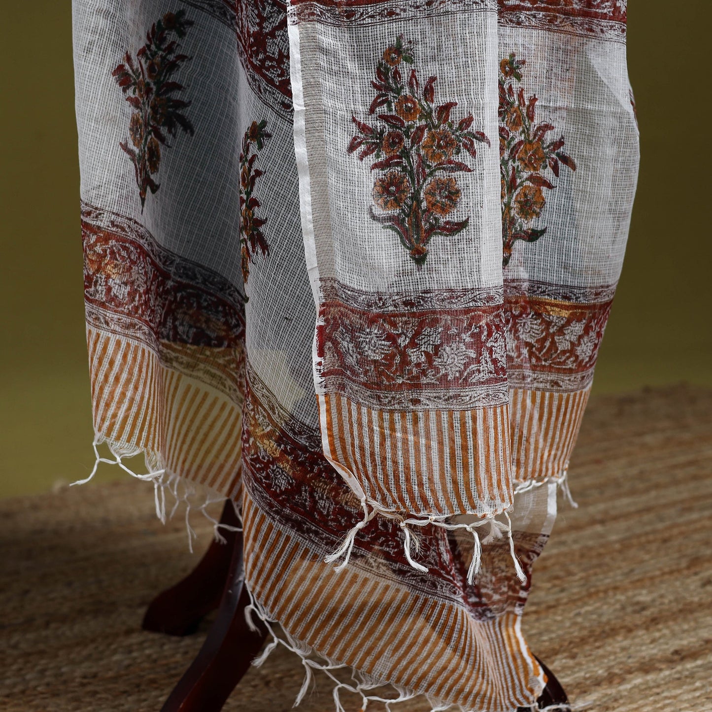 Kota doria silk cotton sanganeri floral dupatta 55