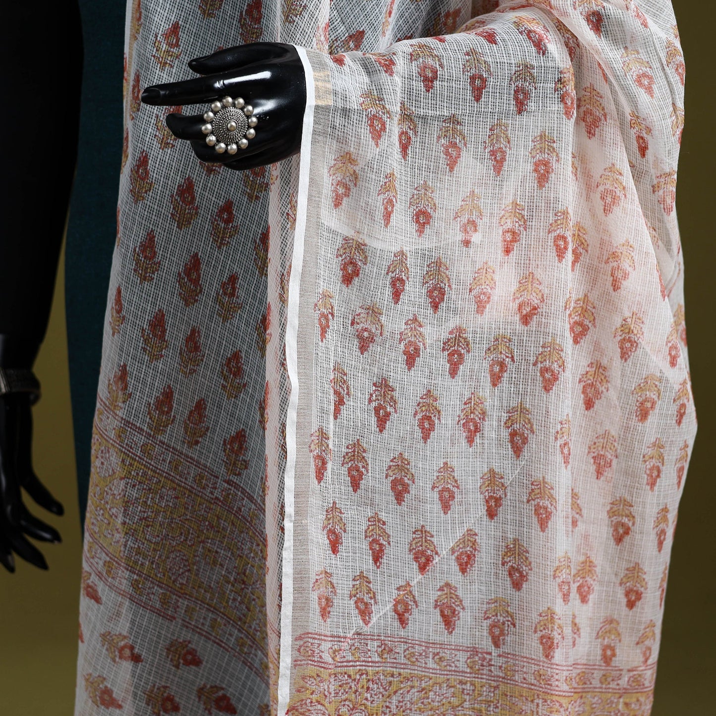 Kota doria silk cotton sanganeri floral dupatta 56