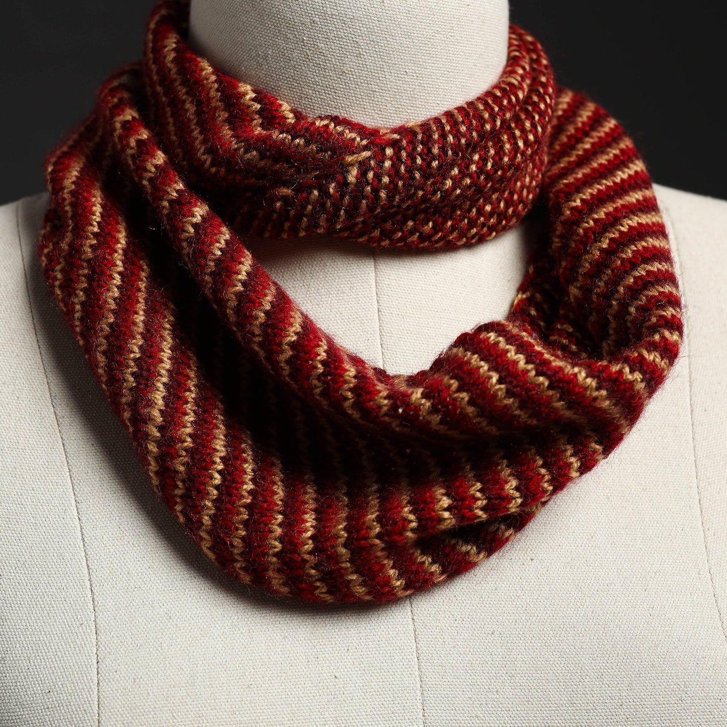 Brown Kumaun Hand Knitted Woolen Neck Warmer