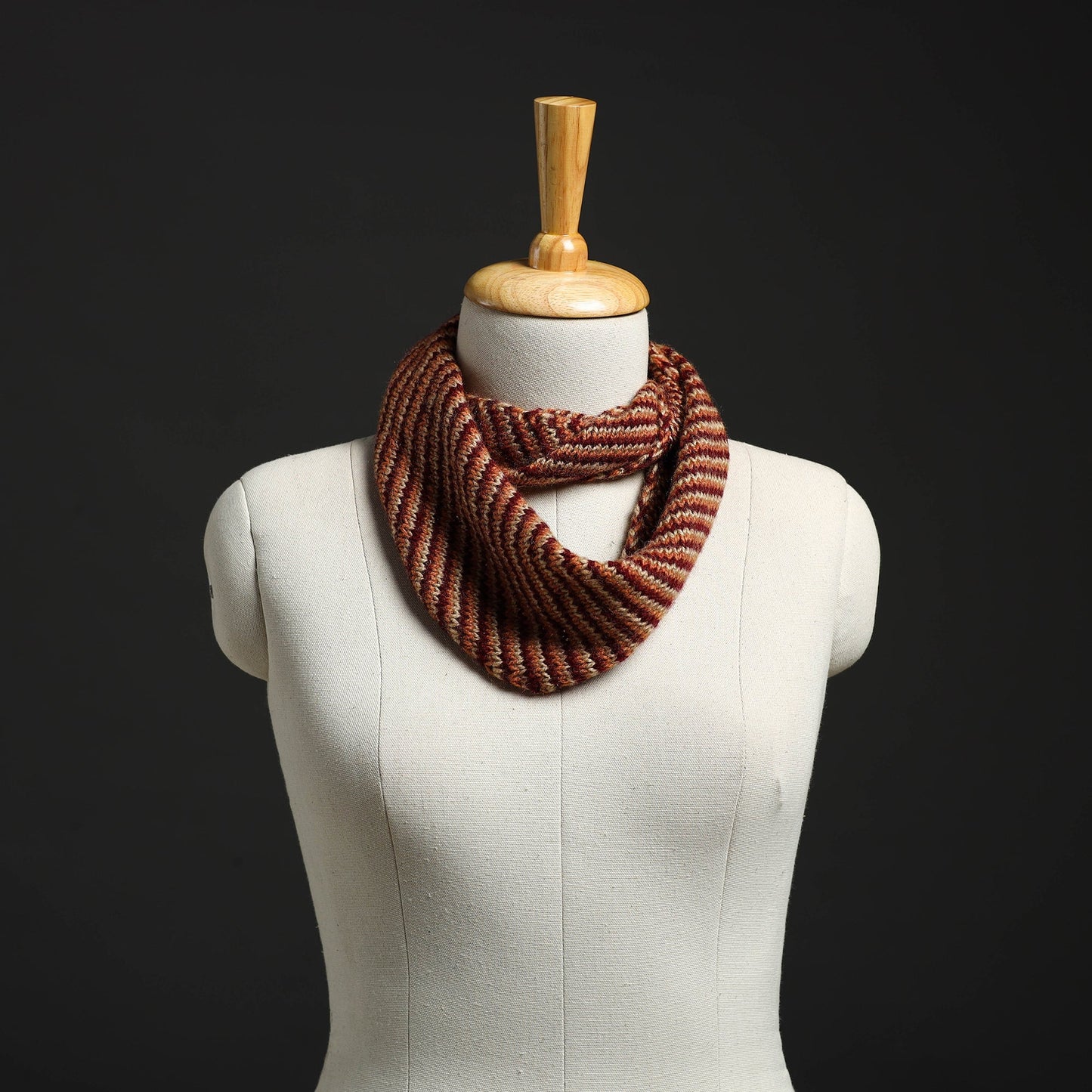 Brown Kumaun Hand Knitted Woolen Neck Warmer
