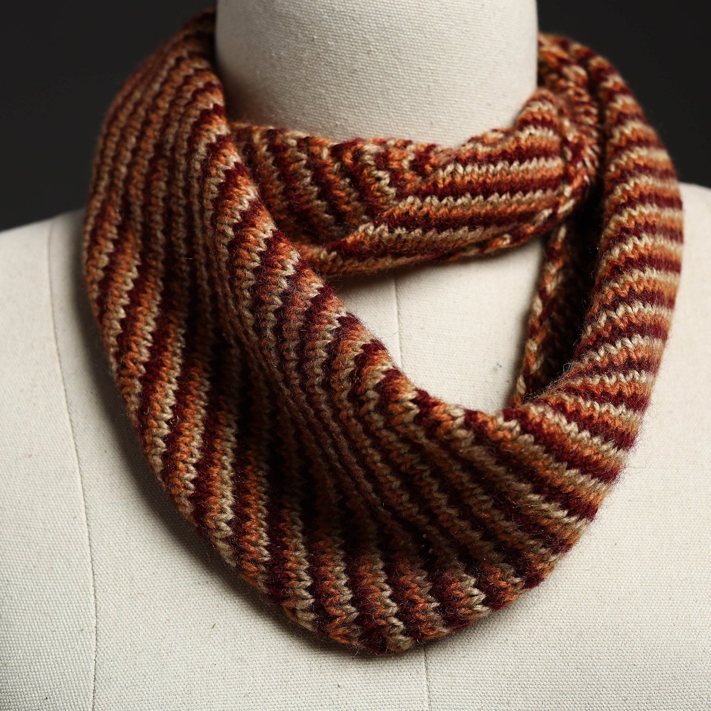 Brown Kumaun Hand Knitted Woolen Neck Warmer