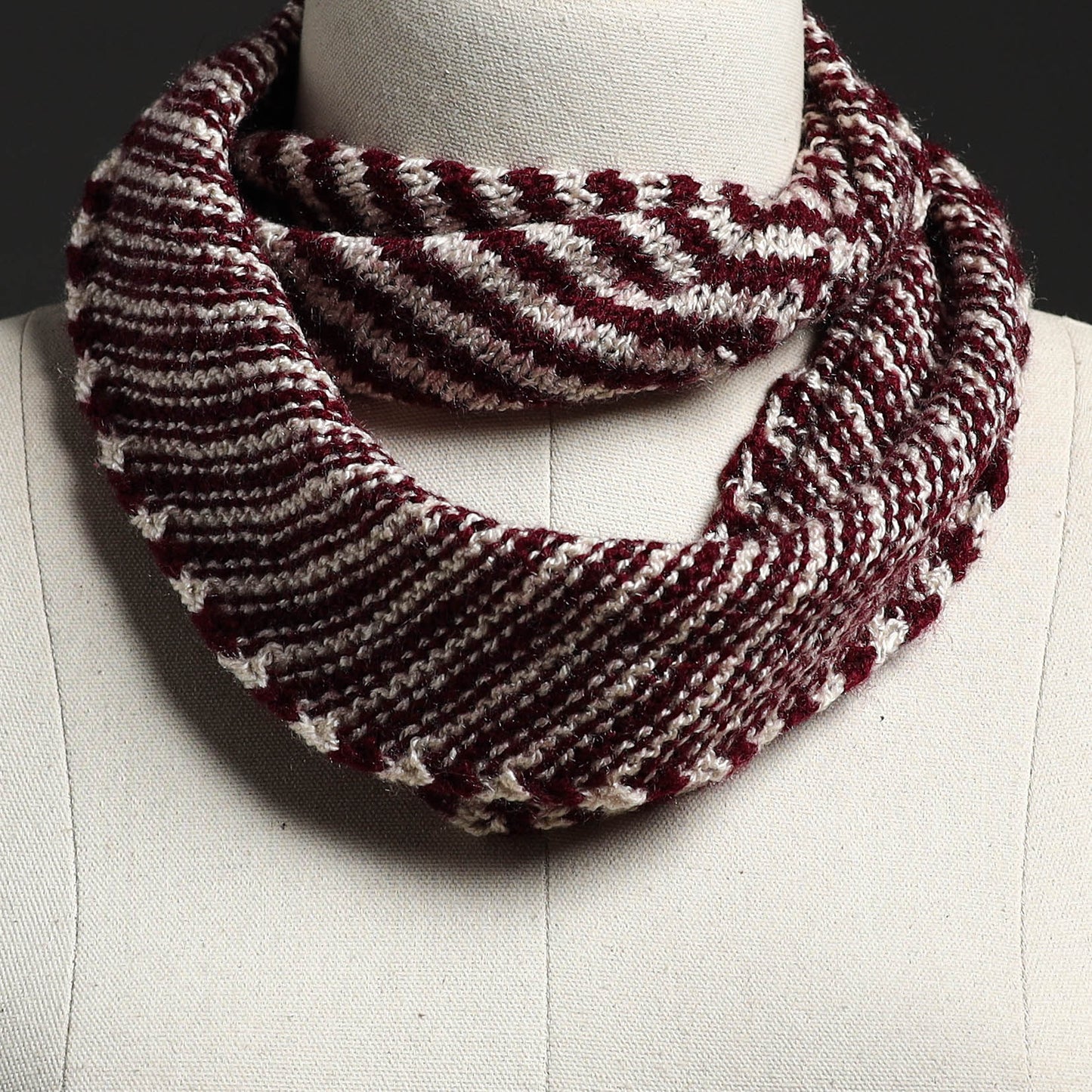 Brown Kumaun Hand Knitted Woolen Neck Warmer