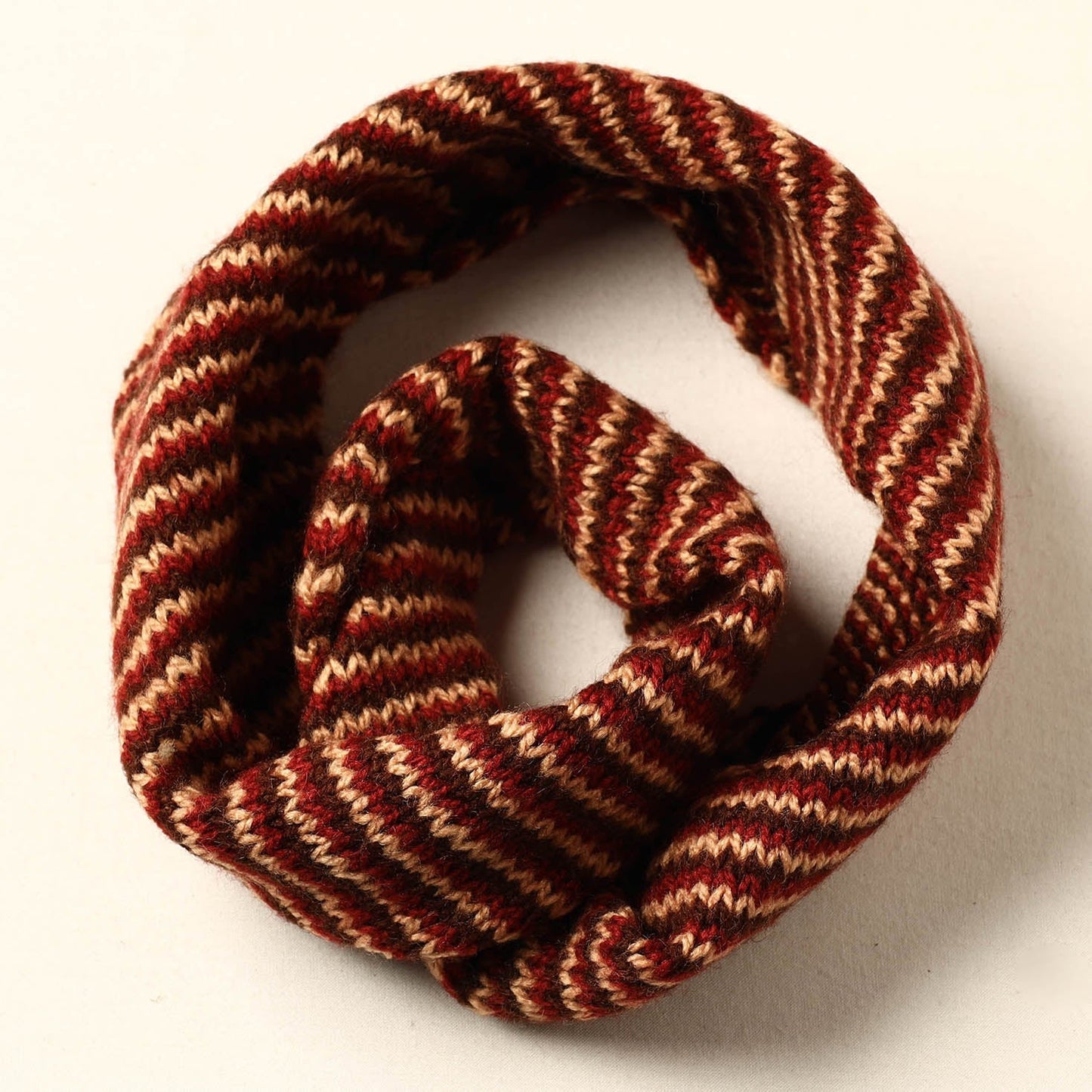 Brown Kumaun Hand Knitted Woolen Neck Warmer