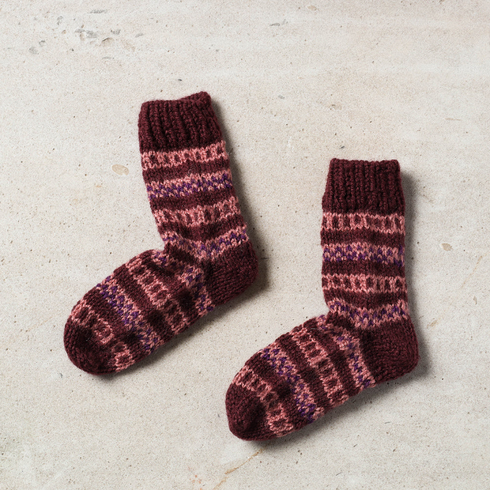 Brown Kumaun Hand Knitted Woolen Socks - Kids