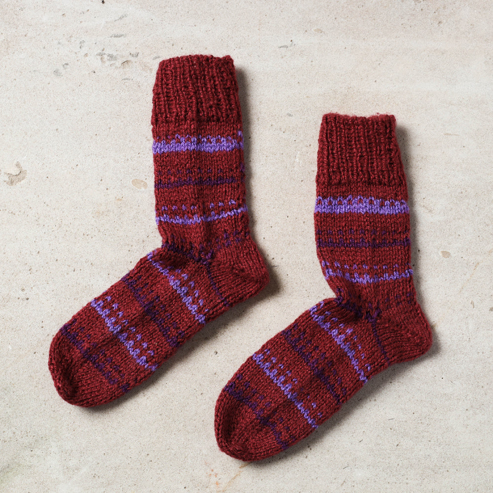 Brown Kumaun Hand Knitted Woolen Socks - Kids