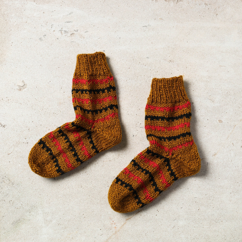 Brown Kumaun Hand Knitted Woolen Socks - Kids