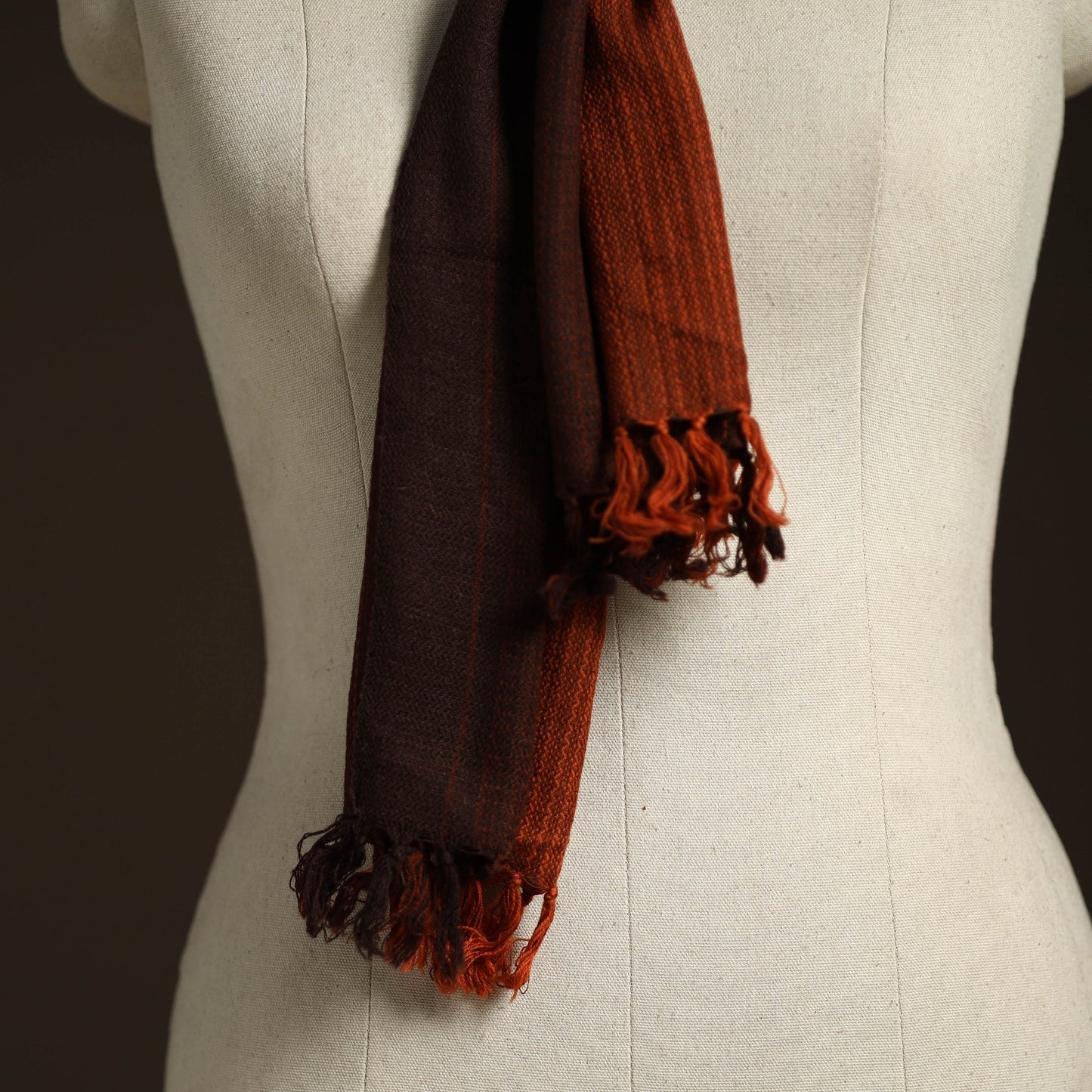 Brown - kumaun handwoven merino wool scarf 125 - handcrafted