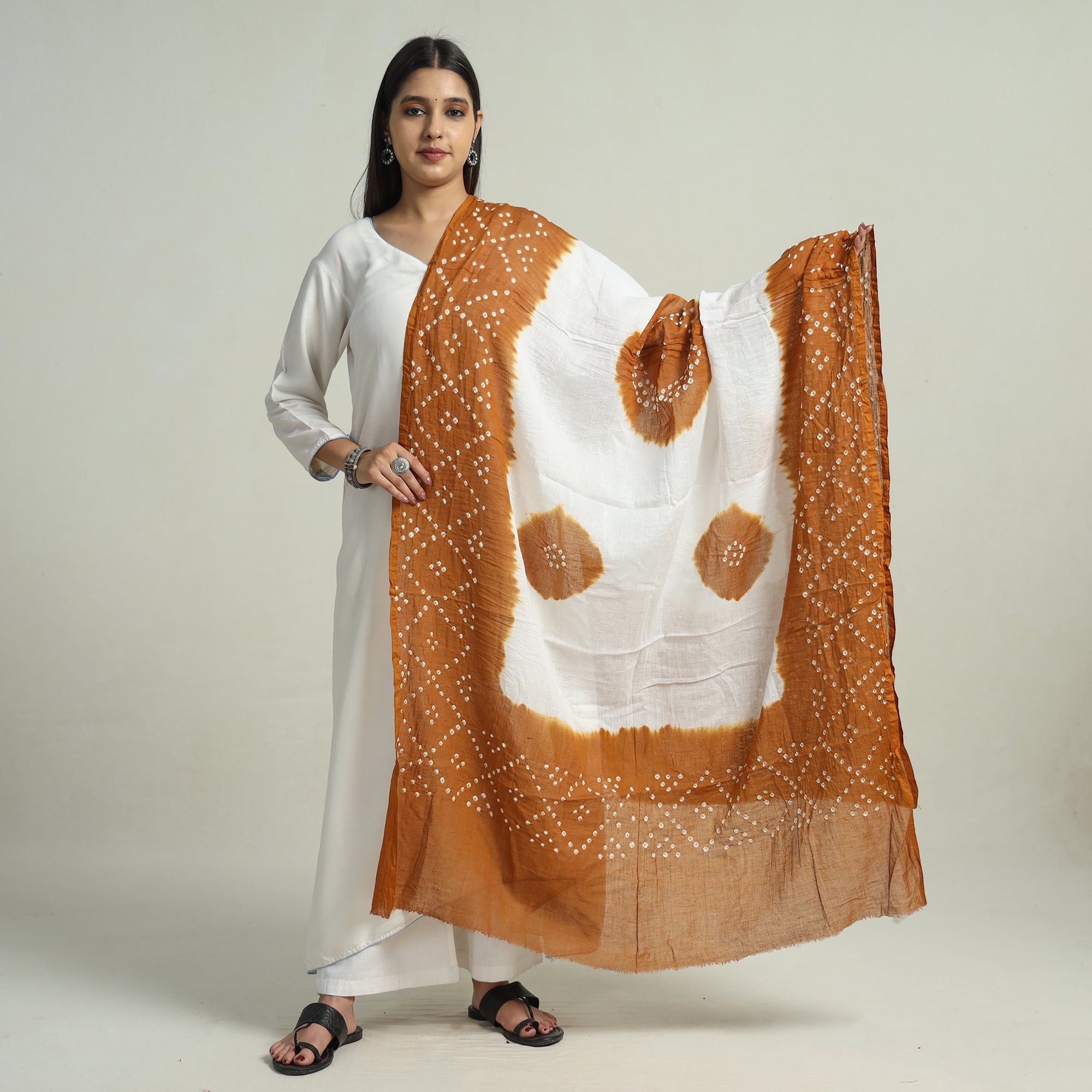 Brown - Kutch Tie-Dye Pure Mul Cotton Bandhani Fabric 10