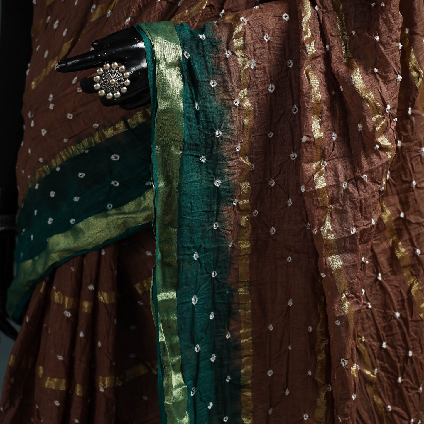Kutch bandhani tie-dye cotton saree with blouse piece 14