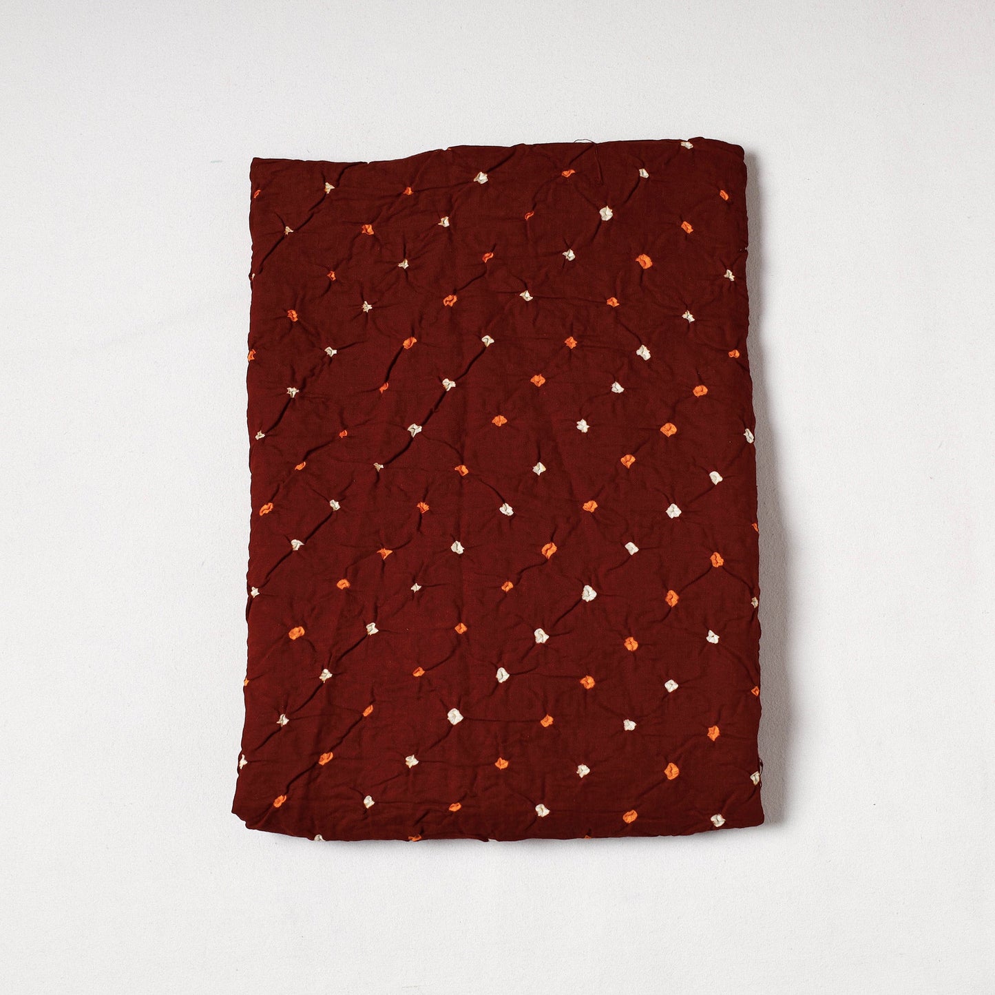Brown Kutch Bandhani Tie-Dye Mul Cotton Precut Fabric