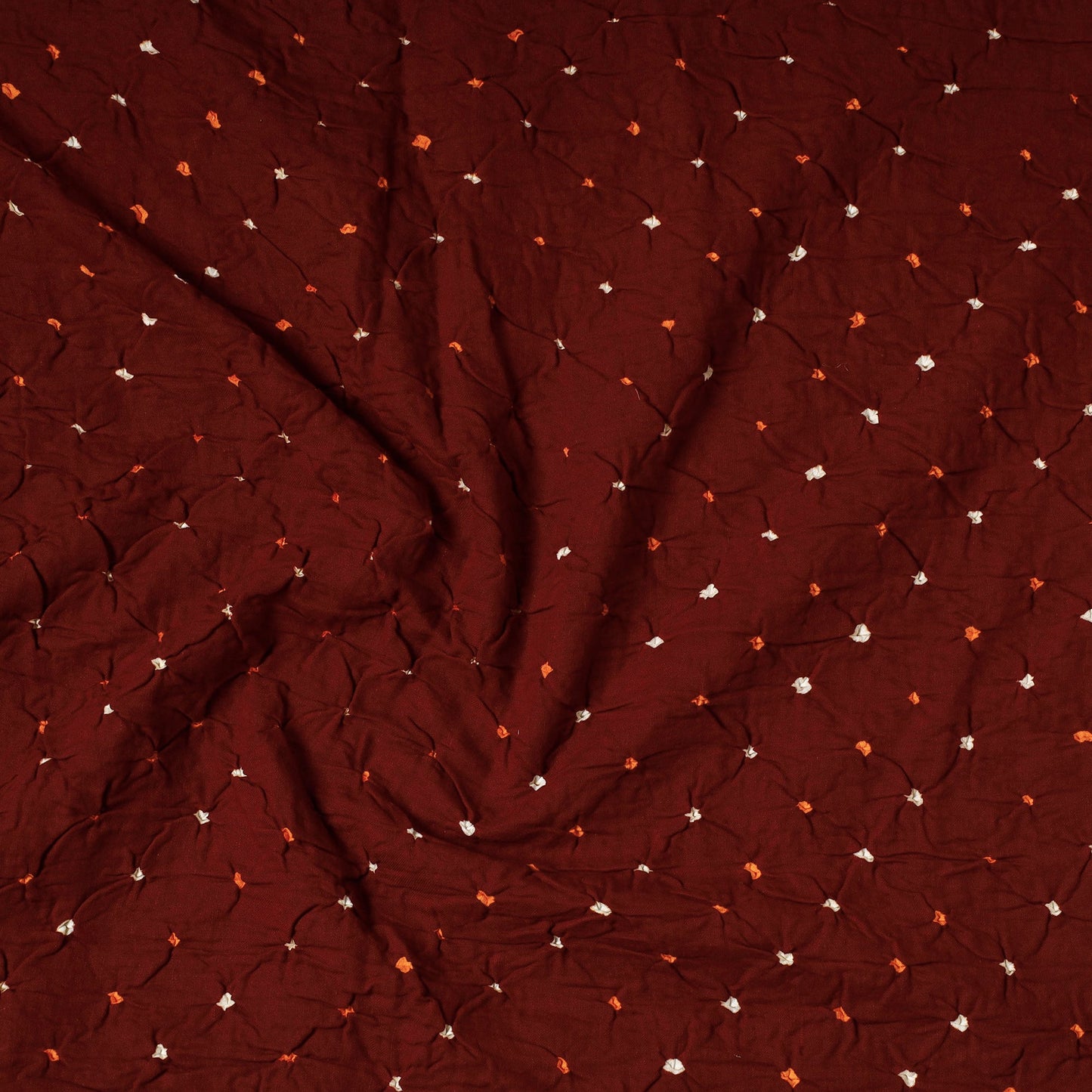 Brown Kutch Bandhani Tie-Dye Mul Cotton Precut Fabric