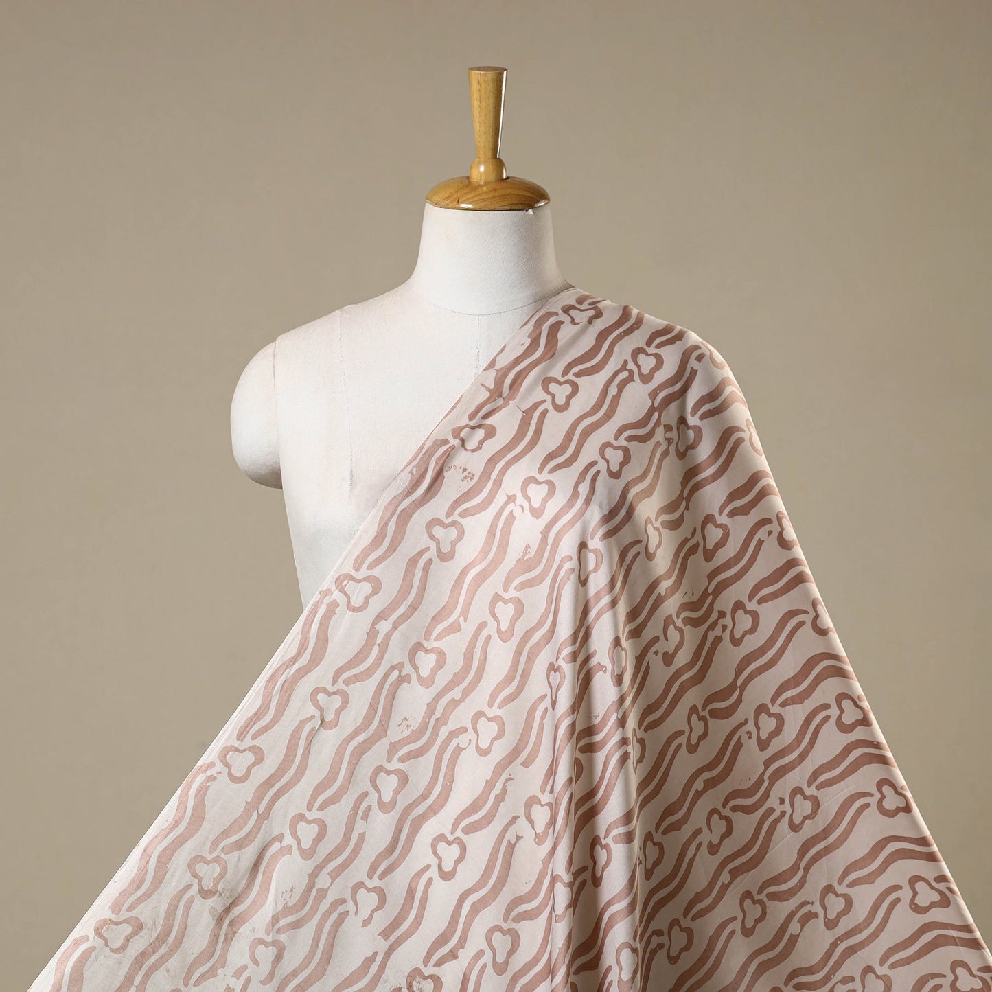 Brown - kutch batik modal silk fabric 06 - handcrafted