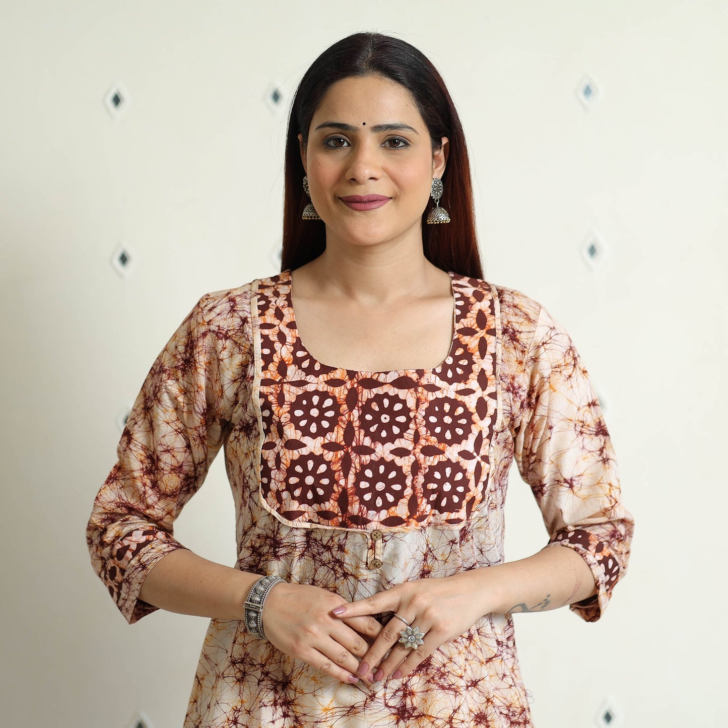 Kutch Batik Printed Cotton Straight Kurta for Women