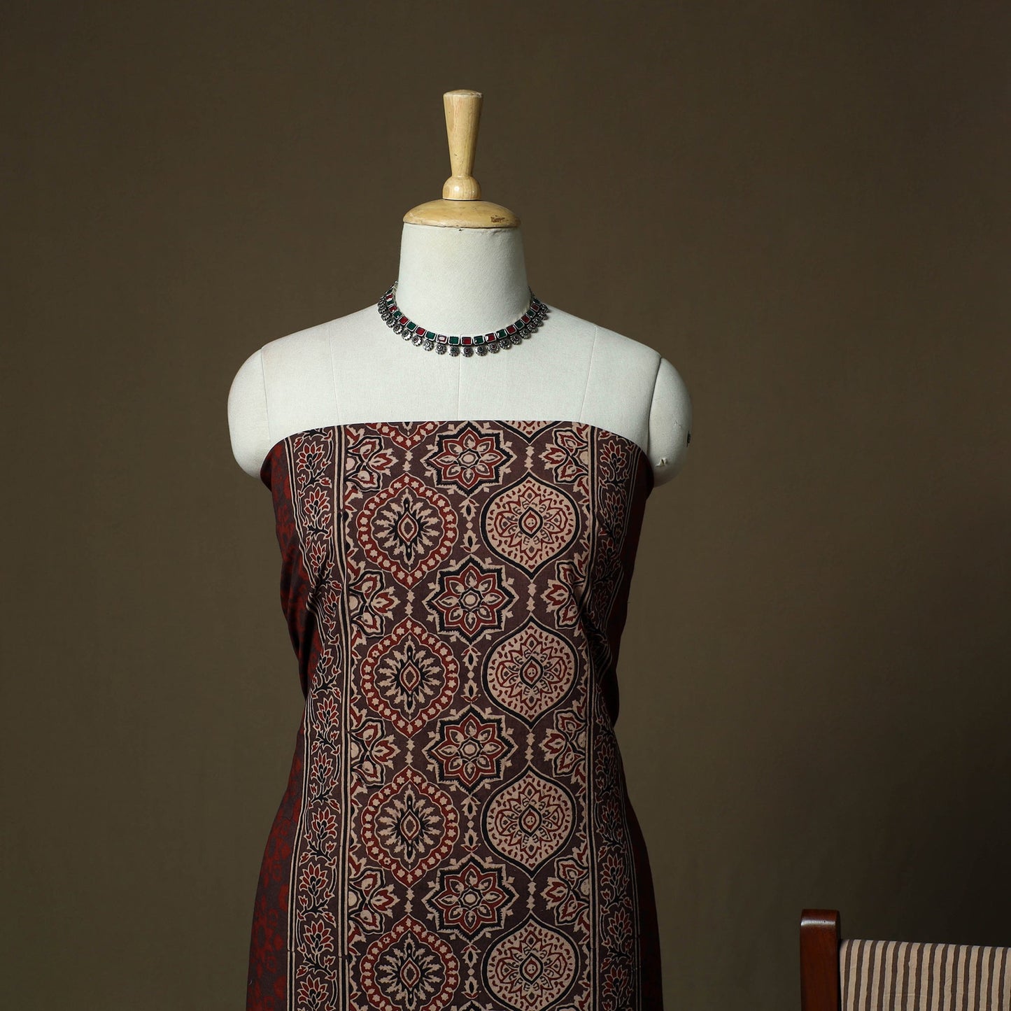 Kutch hand block ajrakh print natural dyed cotton 3pc