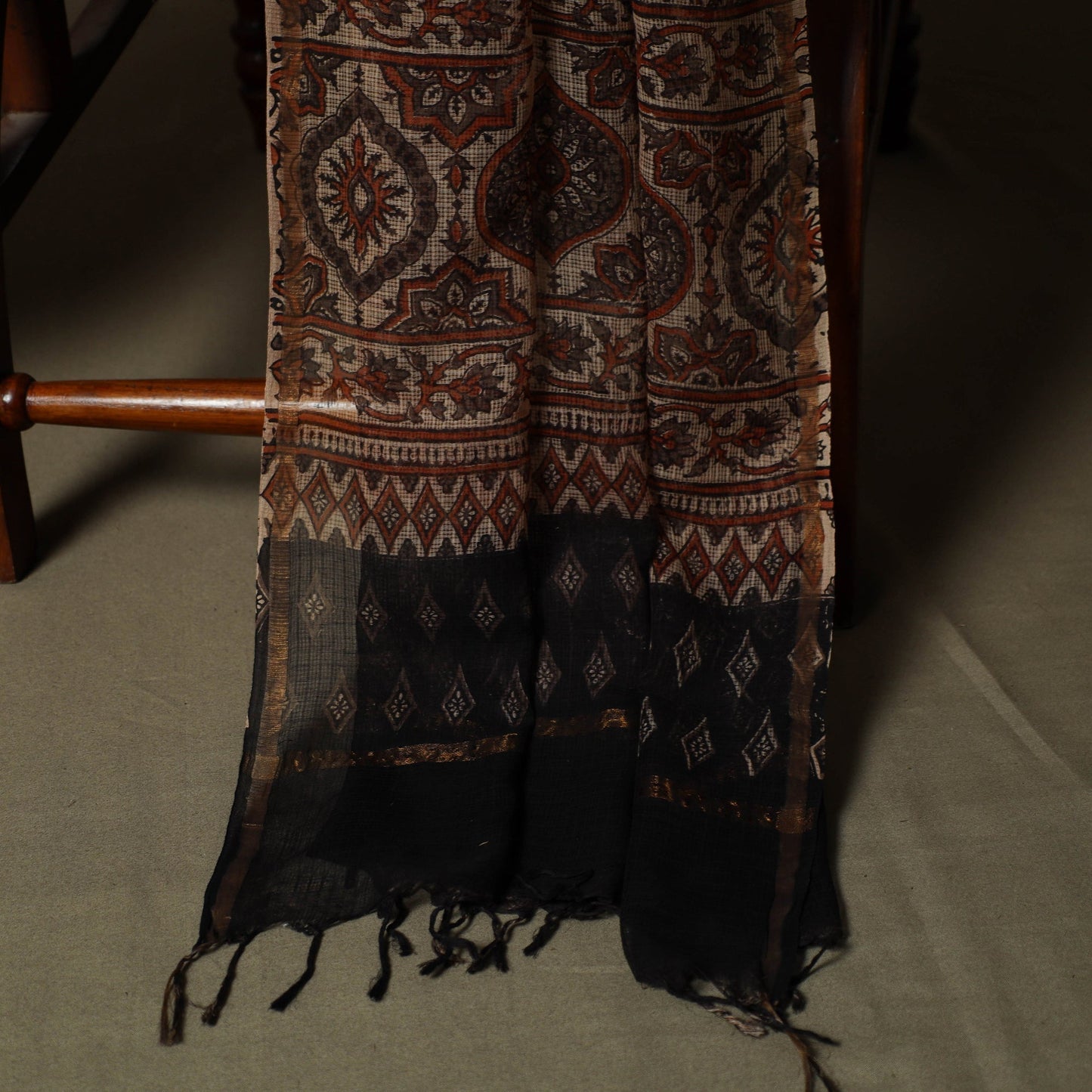 Kutch hand block ajrakh print natural dyed cotton 3pc