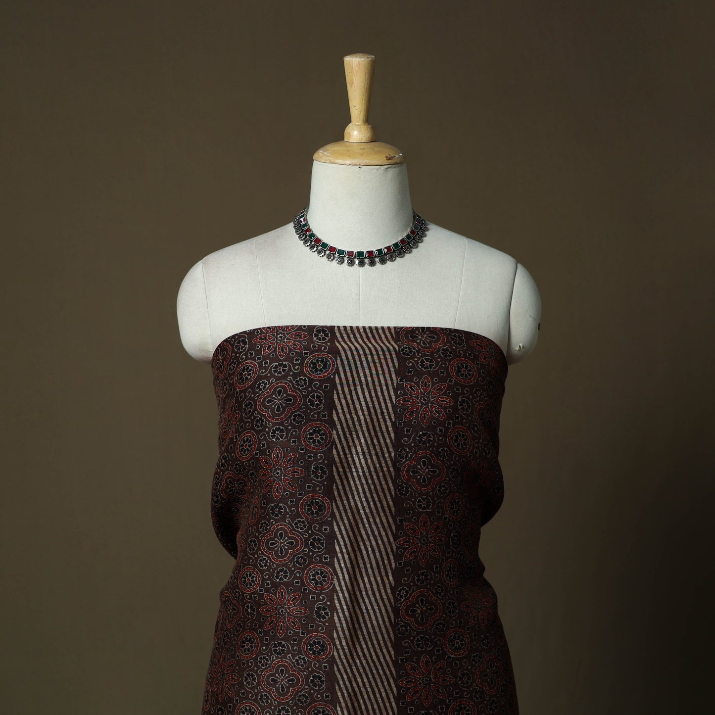 Kutch hand block ajrakh print natural dyed linen 2pc