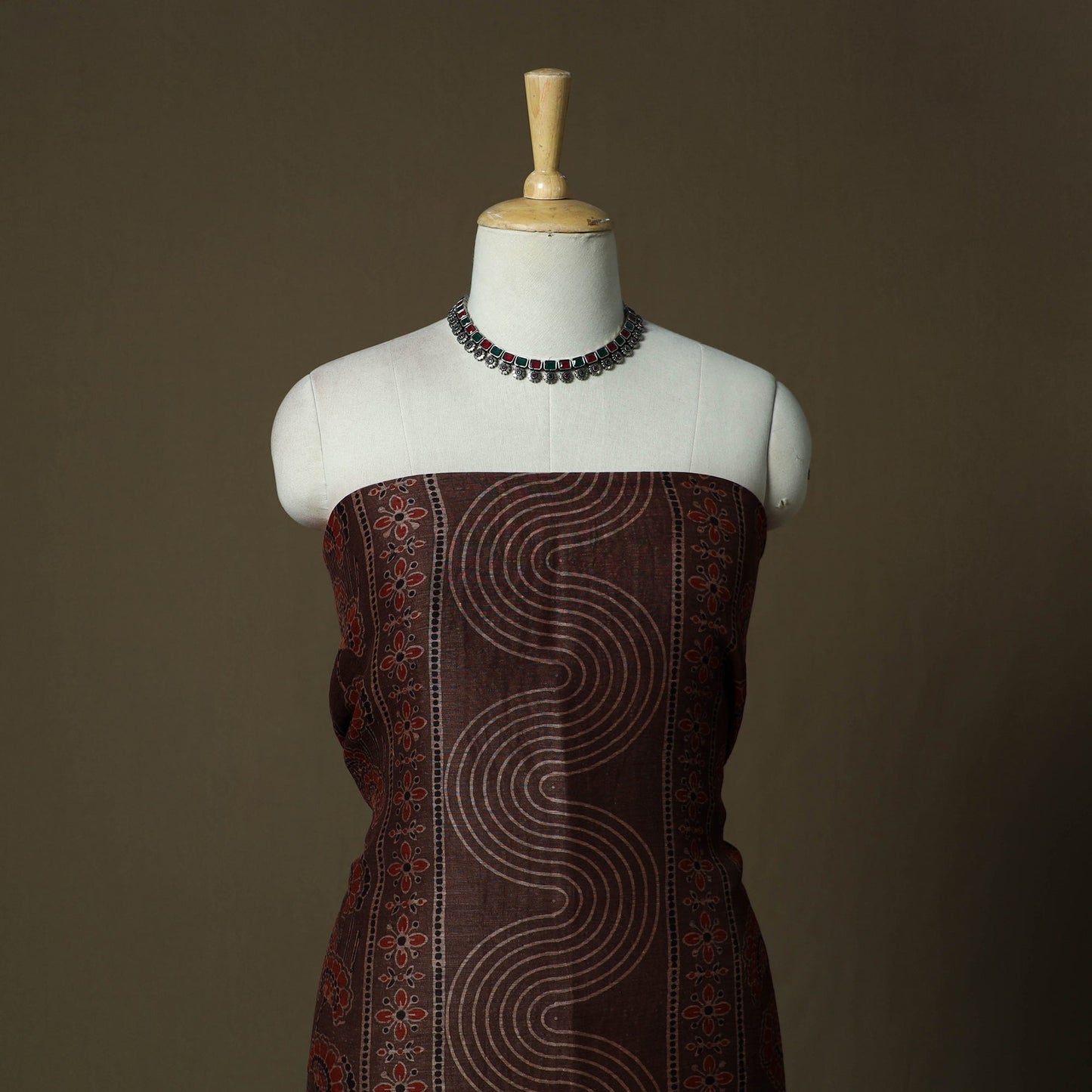 Kutch hand block ajrakh print natural dyed linen 2pc