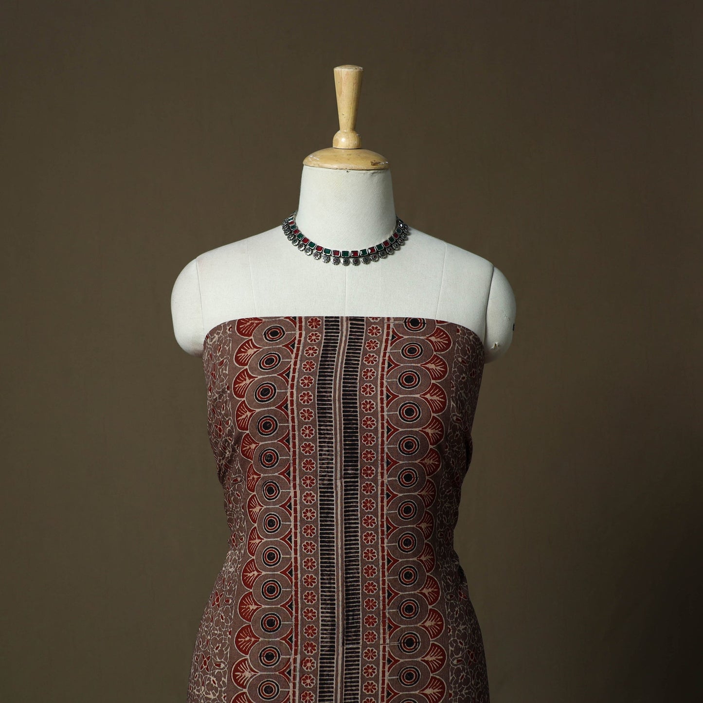 Kutch hand block ajrakh print natural dyed linen cotton 2pc