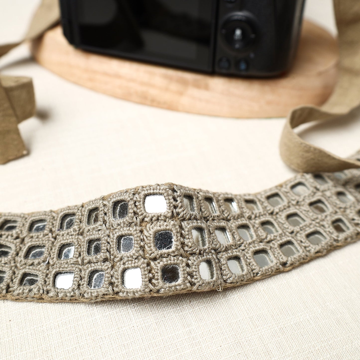 Mirror Work Kutch Embroidery Fabric Camera Belt