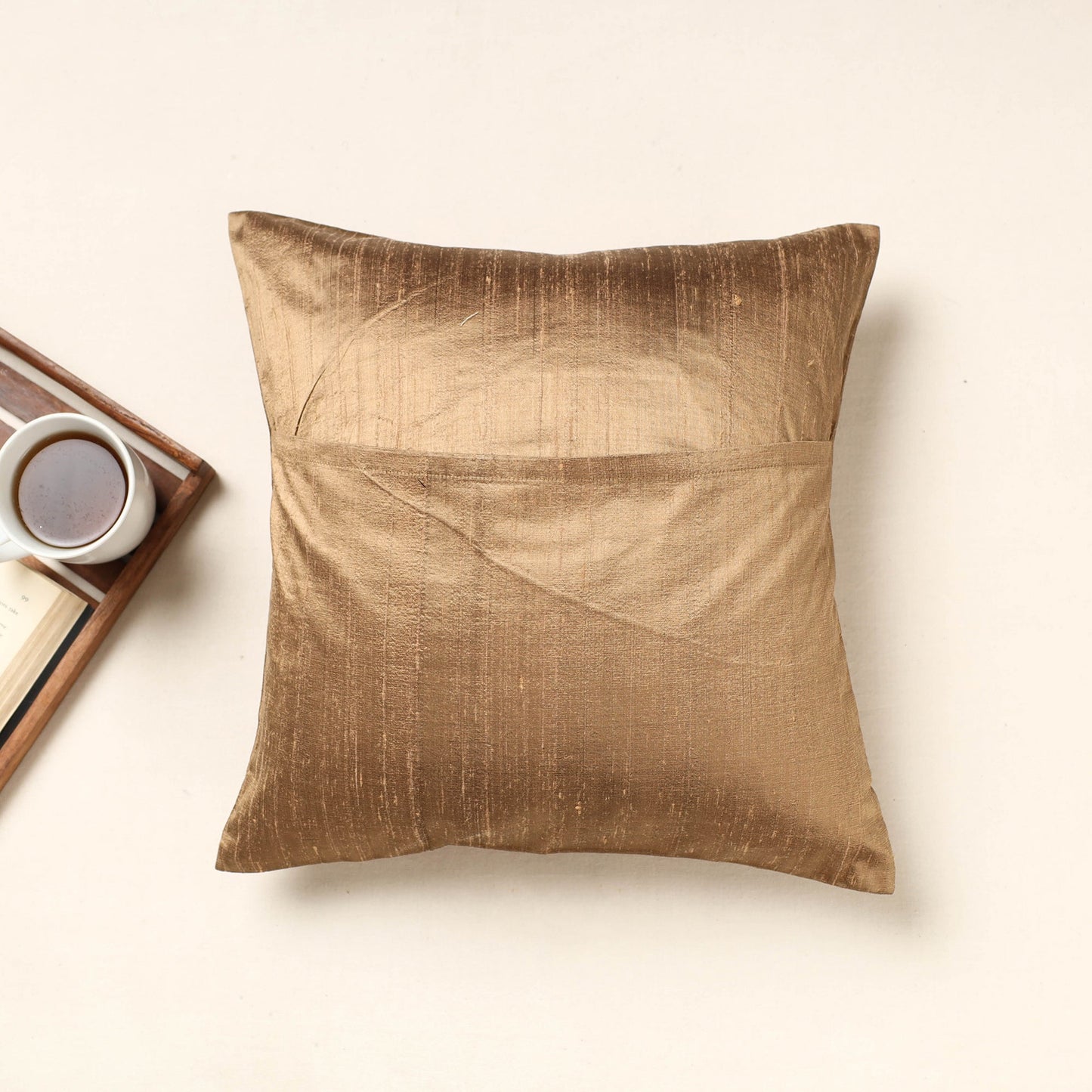 Brown Kutch Pakko Hand Embroidery Silk Cushion Cover