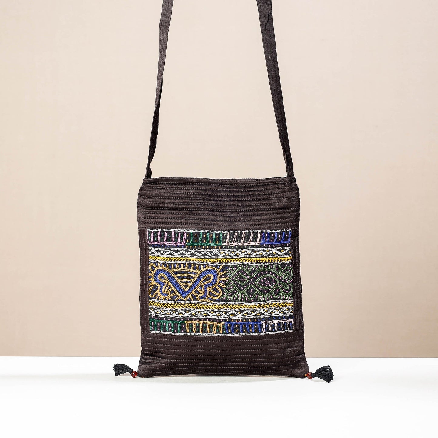 Buy Kutch Rabari Hand Embroidery Mashru Silk Sling Bag Online at iTokri.com